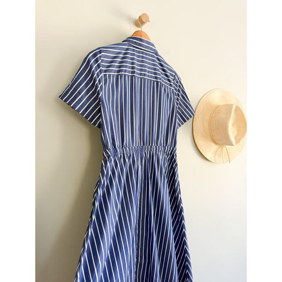 J.Crew | NWOT Cerise shirtdress in striped poplin in Deep Sea Stripes | Sz 2 - Picture 10 of 10